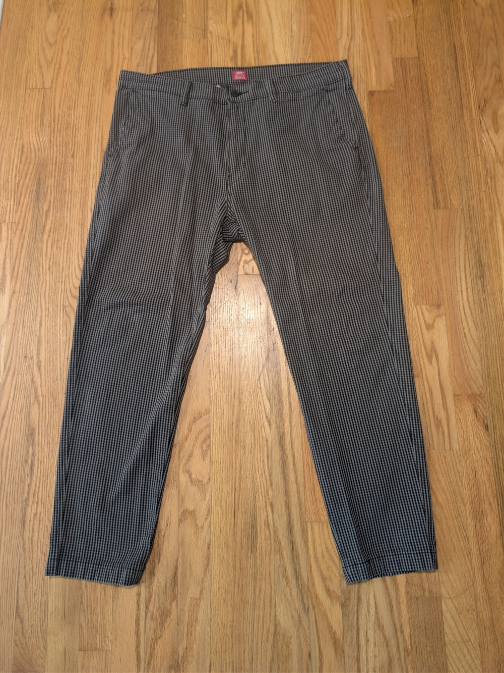 Men's Black & Gray Micro-Check Casual Pants
